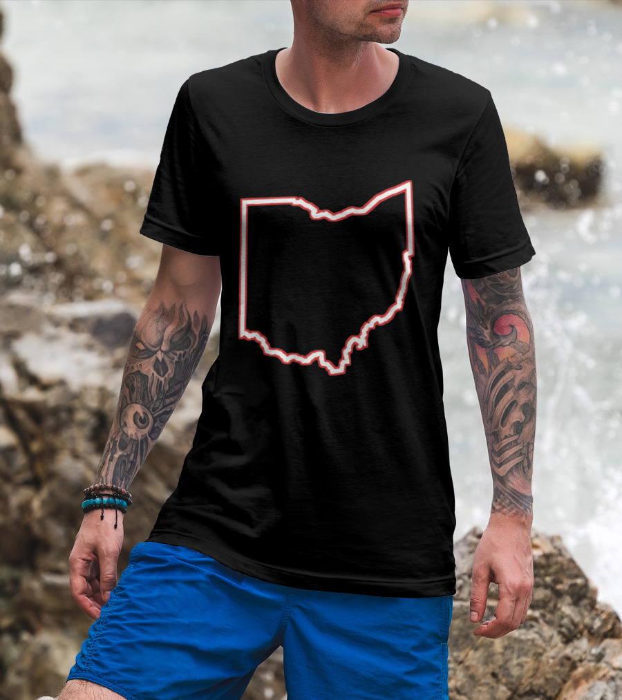 Ohio Outline Simple State Map Red T-Shirt