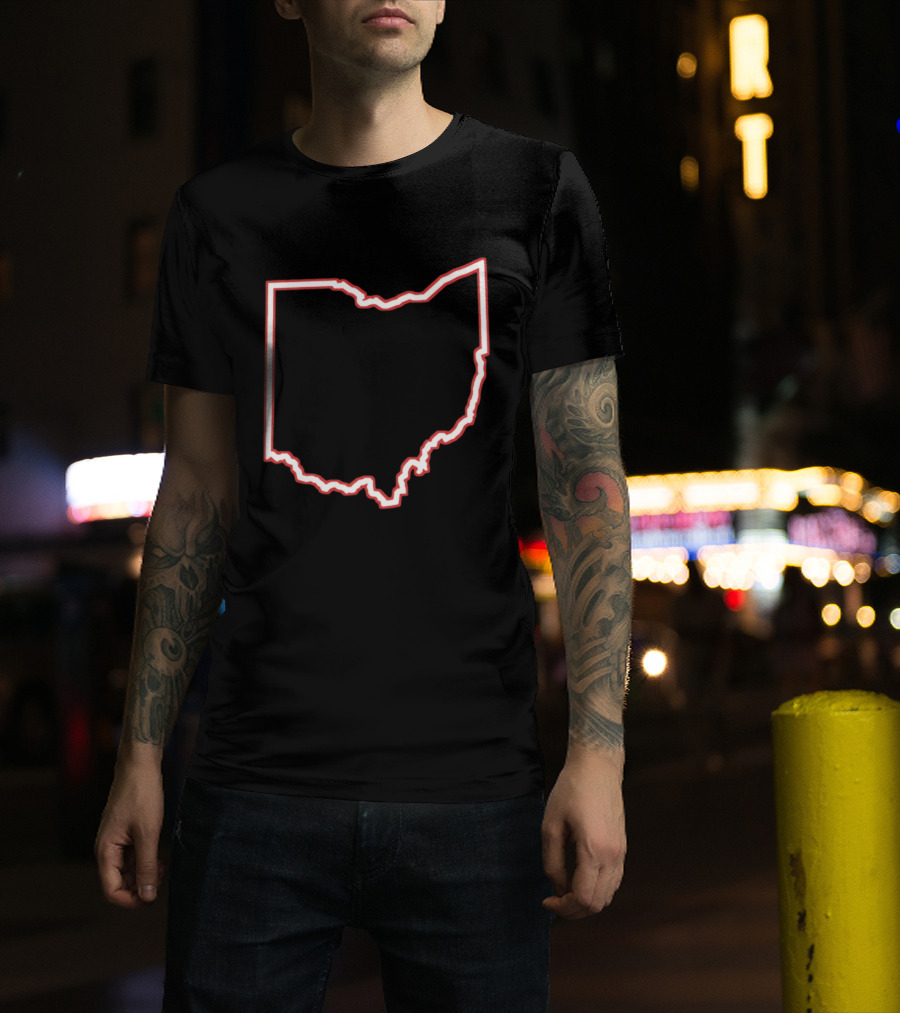 Ohio Outline Simple State Map Red T-Shirt