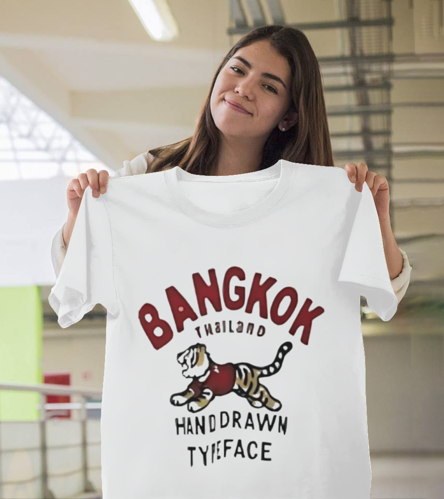 Bangkok Thailand Hand Drawn Typeface Tiger T-Shirt