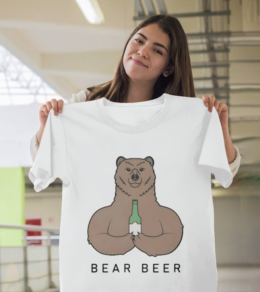 Bear Beer Meme Bottle Holding Bear T-Shirt