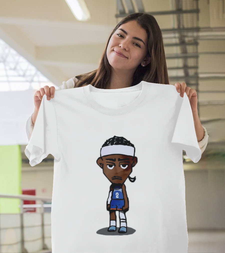 Shai Gilgeous Alexander Sad Cartoon OKC Thunder Basketball Player T-Shirt