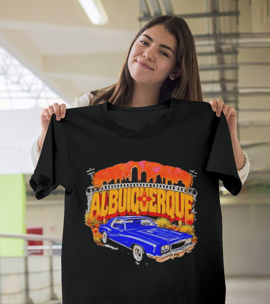 Albuquerque New Mexico Classic Car Skyline Desert Landscape T-Shirt