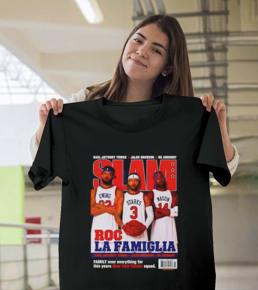 SLAM Magazine Roc La Famiglia Karl Anthony Towns Jalen Brunson OG Anunoby New York Knicks T-Shirt