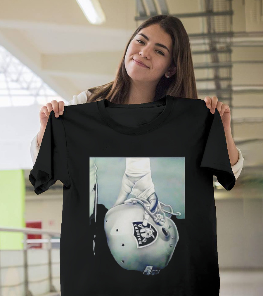 Las Vegas Raiders Football Helmet Hand Wrap Player Representation T-Shirt