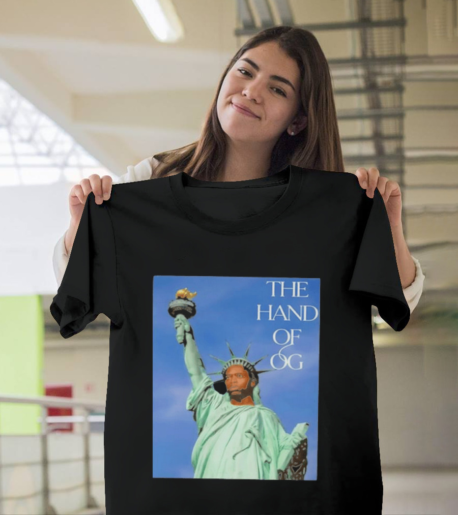 OG Anunoby New York Knicks The Hand Of OG Statue Liberty Fusion T-Shirt