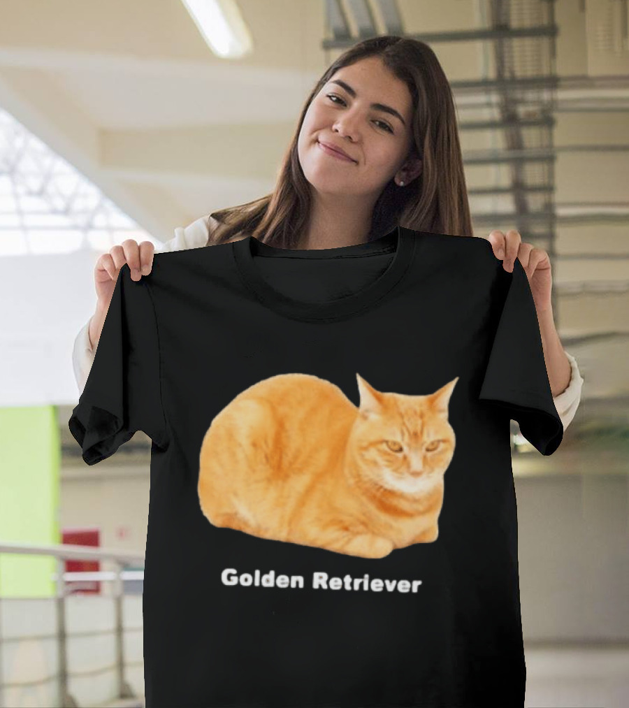 Orange Tabby Cat Golden Retriever Sarcastic Meme Humor T-Shirt