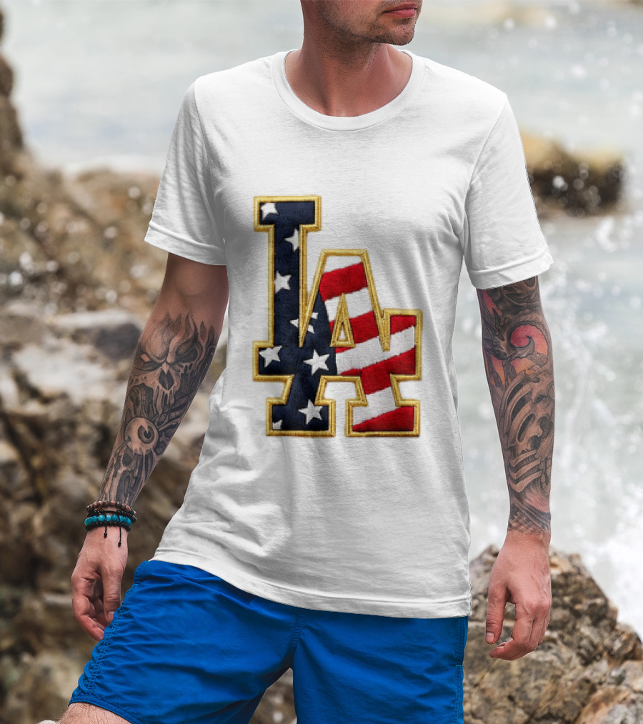 2026 Dodgers 4th Of July LA Stars Stripes T-Shirt