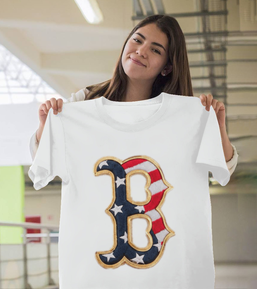 2026 Red Sox Patriotic Stars And Stripes B Logo MLB Fourth Of July T-Shirt