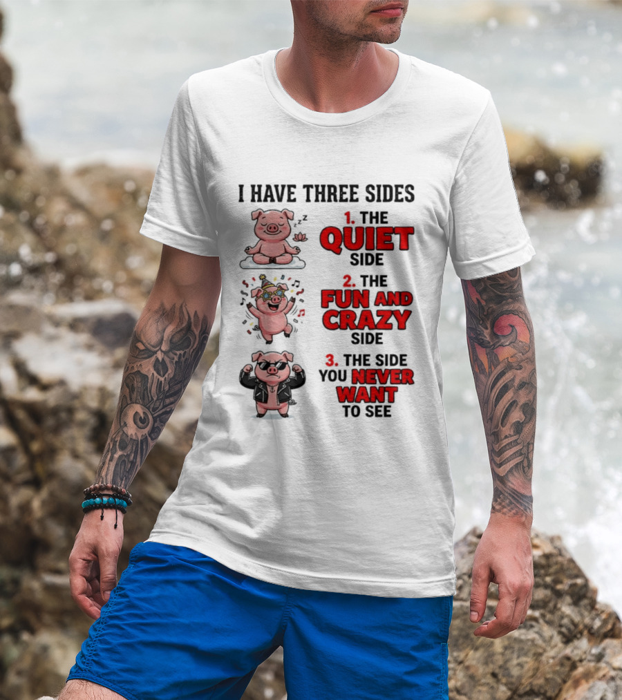 Pig I Have Three Sides Quiet Fun Crazy Never Want To See T-Shirt