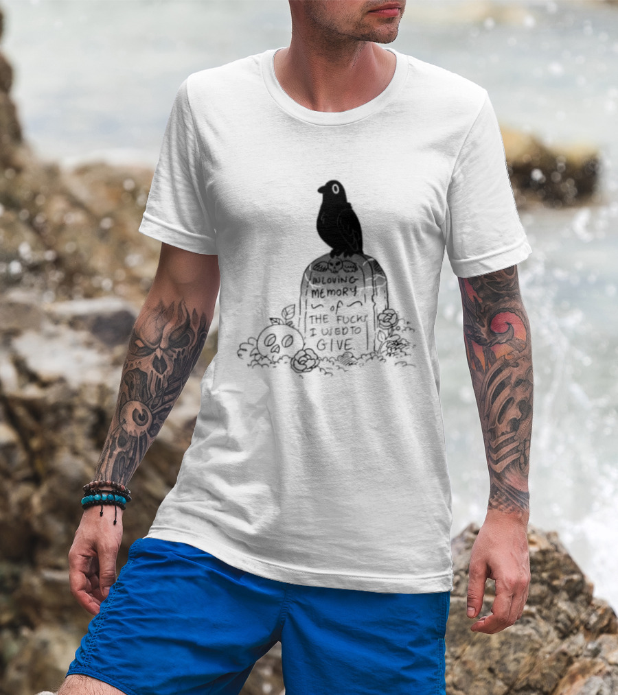 In Loving Memory Of The Fucks I Used To Give Raven Grave Skull Flowers T-Shirt