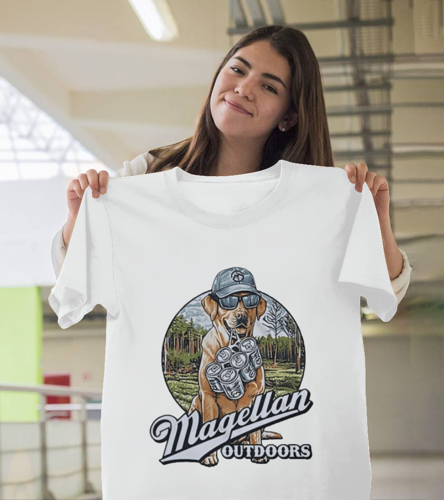 Magellan Outdoors Labrador Retriever With Six Pack In Forest Scene T-Shirt