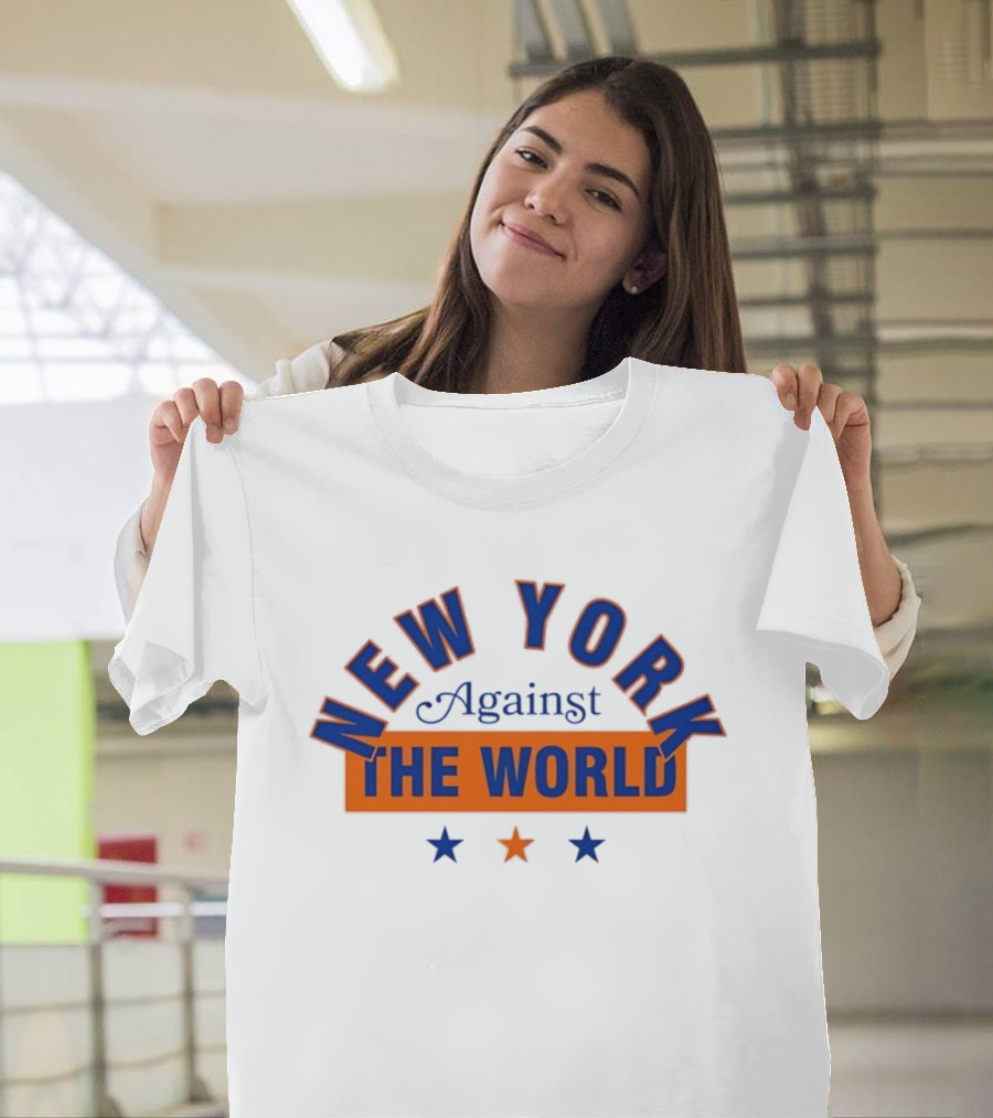 New York Against The World Blue Orange Stars T-Shirt