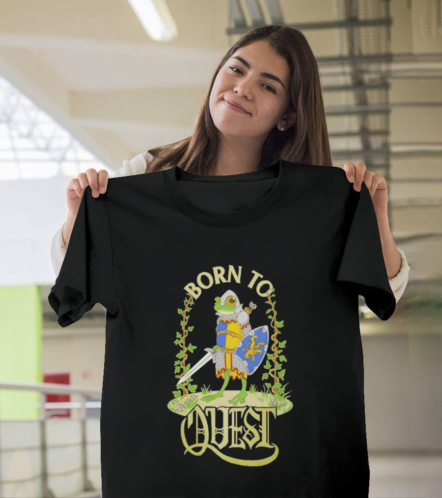 Born To Quest Frog Knight Sword And Shield Adventure T-Shirt