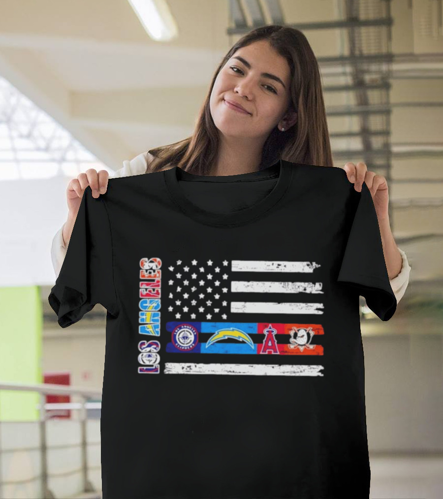 Los Angeles Clippers Chargers Angels Ducks USA Flag Independence Day T-Shirt