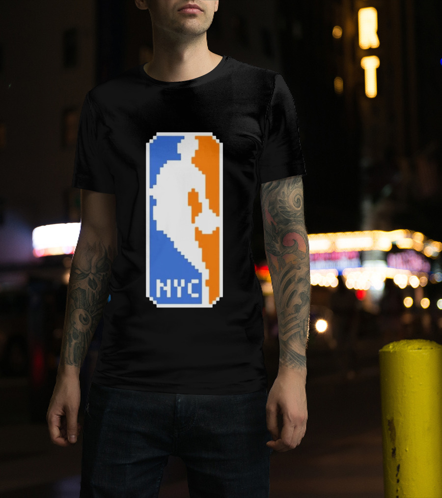 NYC NBA Pixel Logo Basketball T-Shirt