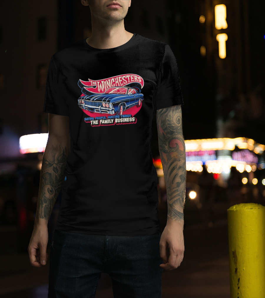 The WINGHESTERS Saving People Hunting Things The Family Business Supernatural Car T-Shirt