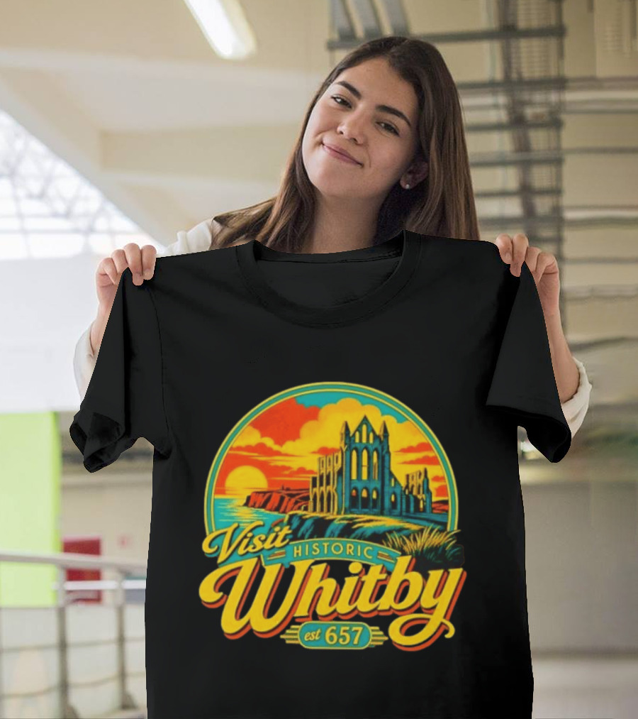 Visit Historic Whitby Abbey North Yorkshire England Est 657 T-Shirt