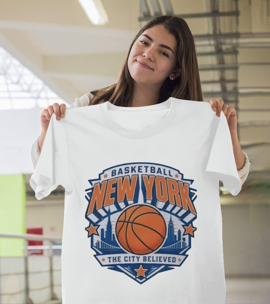 New York Basketball 2026 Champs The City Believed Skyline Basketball T-Shirt