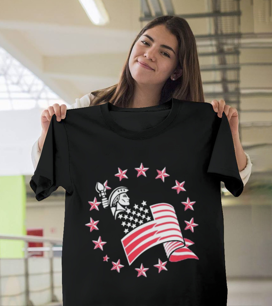 Patriotic Lady Liberty American Flag Stars USA Pride T-Shirt