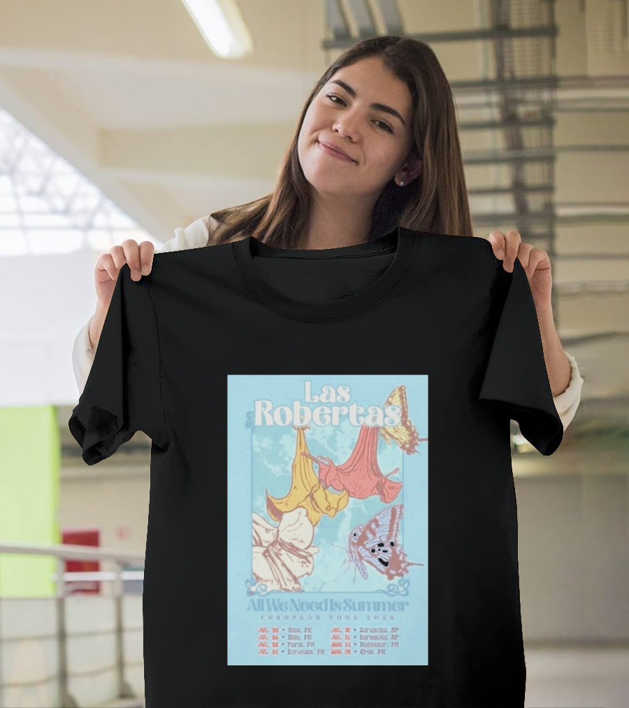 Las Robertas All We Need Is Summer European Tour 2026 Butterfly Floral T-Shirt