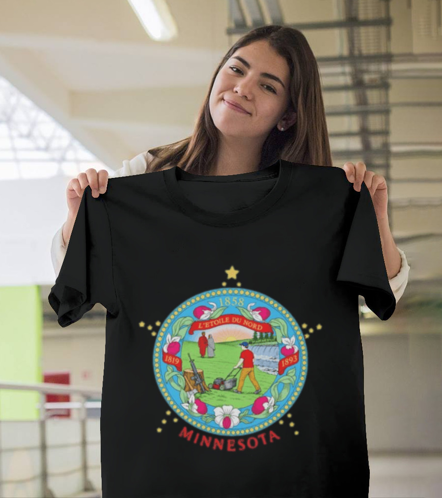 Minnesota Seal L'Etoile Du Nord 1858 1819 1893 Humorous Lawn Care Satire T-Shirt
