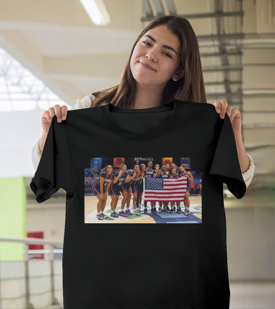 2026 U18 AmeriCup Basketball Champions Team USA With Flag T-Shirt