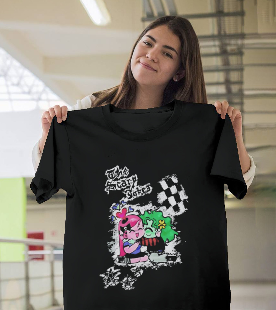 The Scary Jokes Checkered Pattern With Colorful Characters T-Shirt