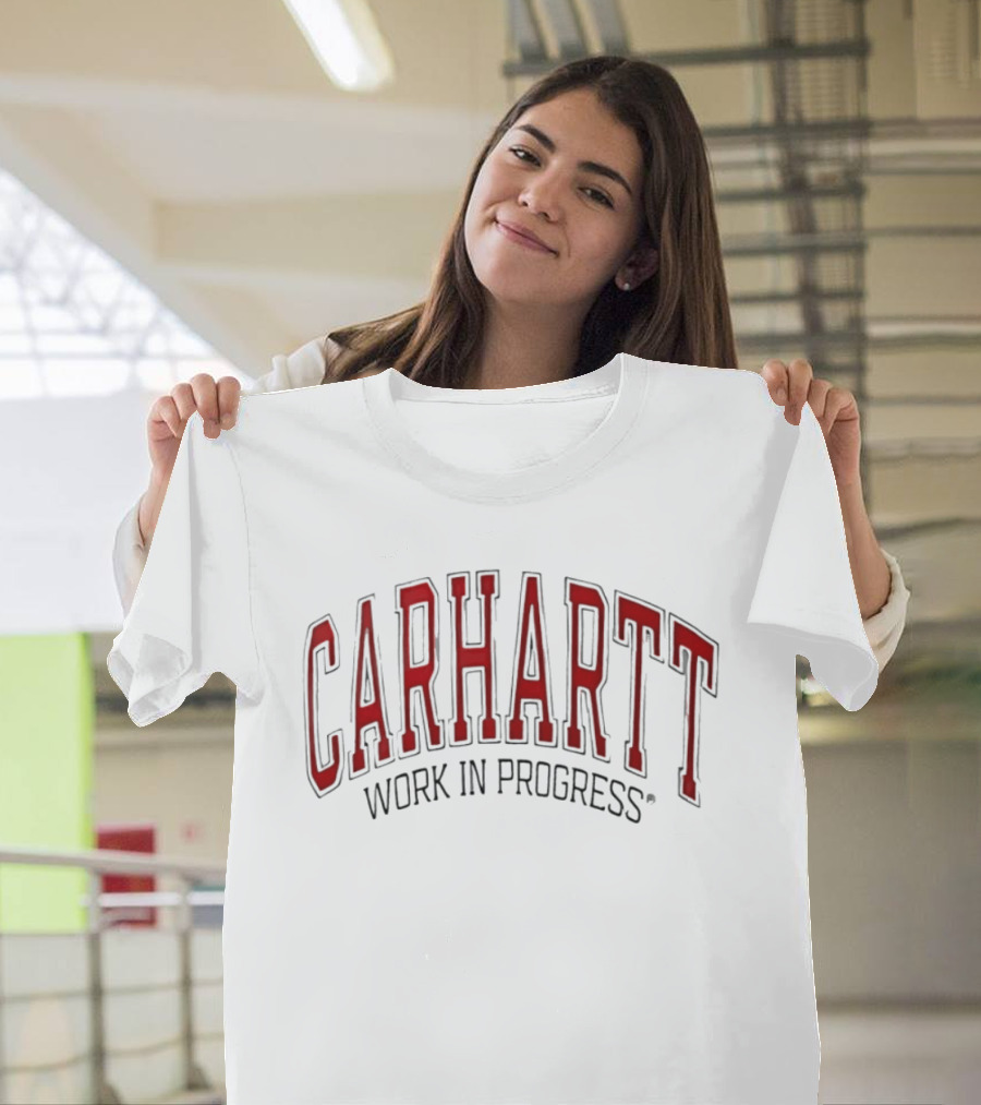 Carhartt Red Lettering Work In Progress T-Shirt