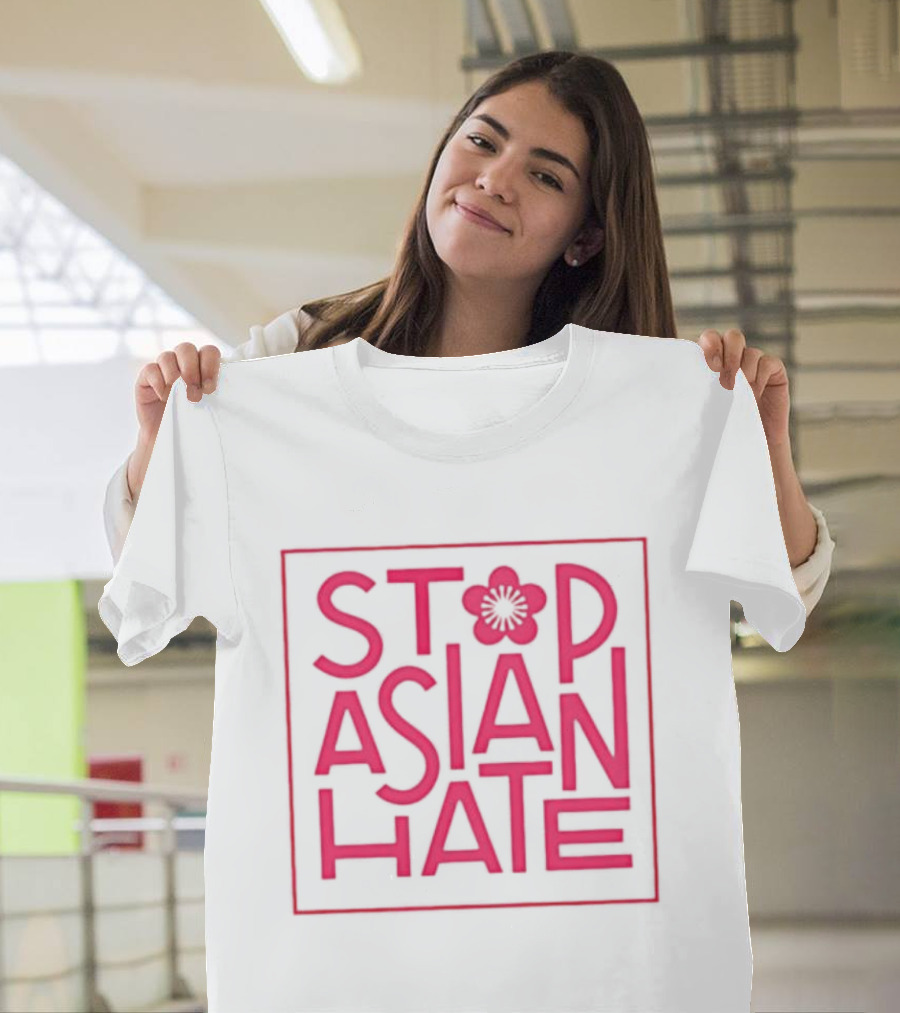 Stop Asian Hate Pink Blossom Flower Protest Activism T-Shirt