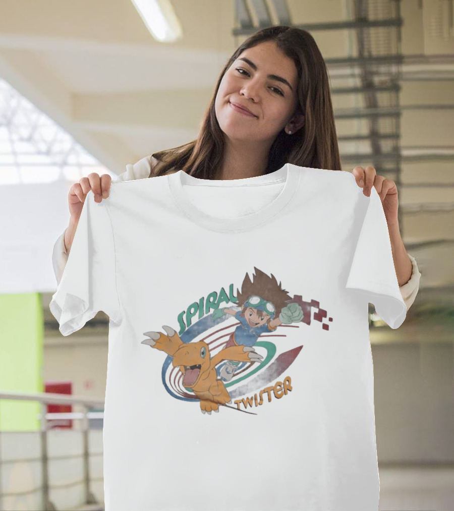 Spiral Twister Digimon Adventure Character Agumon And Taichi Anime Fan Favorite T-Shirt