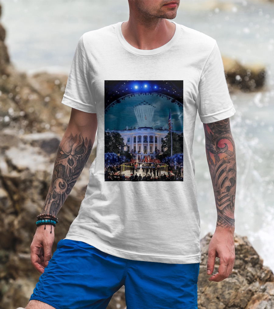 White House MMA Octagon Event Flyover American Flag Patriotic Display T-Shirt