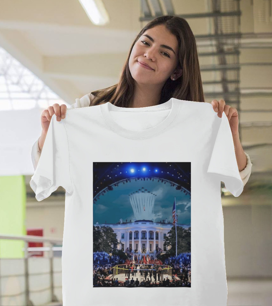 White House MMA Octagon Event Flyover American Flag Patriotic Display T-Shirt