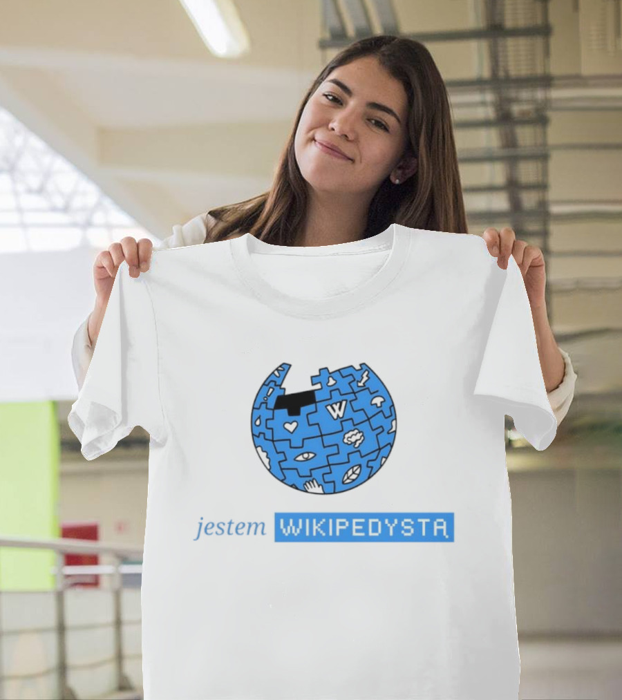 Jestem Wikipedysta Puzzle Globe Icon Eyes And Clouds T-Shirt