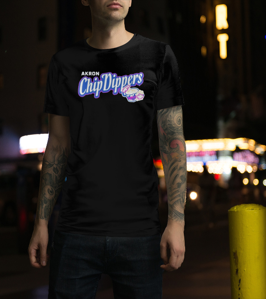 Akron Chip Dippers MLB Baseball Logo With Chip And Dip T-Shirt