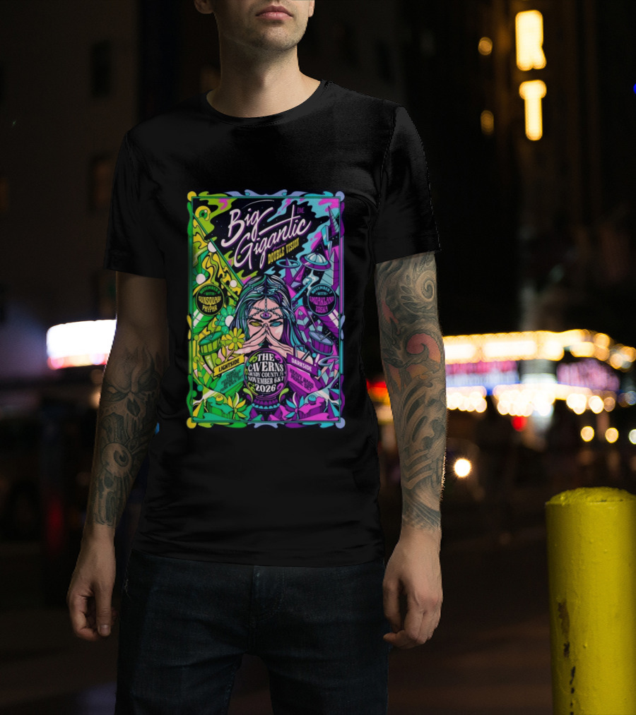 Big Gigantic Double Vision Live Nov 6 7 2026 The Caverns Pelham TN Sunsquabi Phyphr Smokeland Zoska T-Shirt