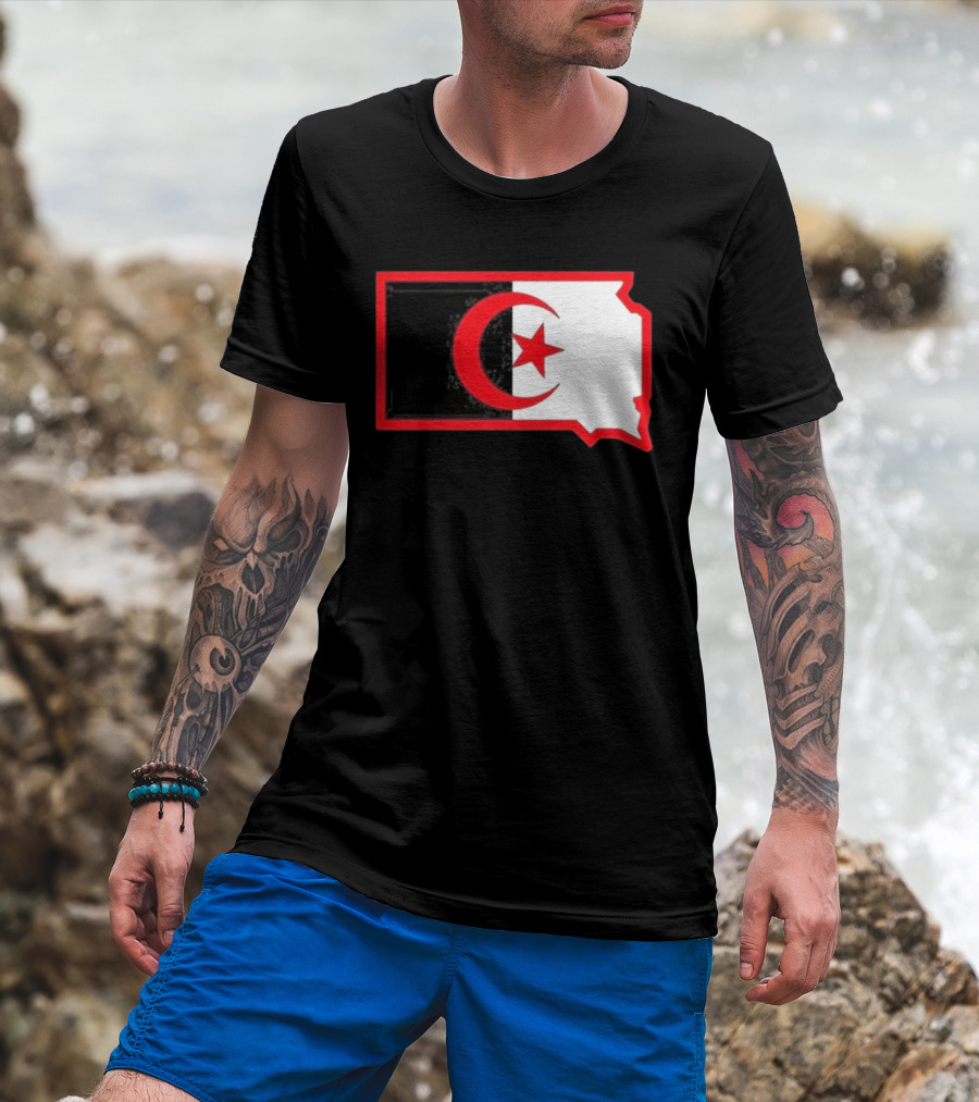 Lawrence Of Algeria South Dakota Flag Shape Crescent Star T-Shirt