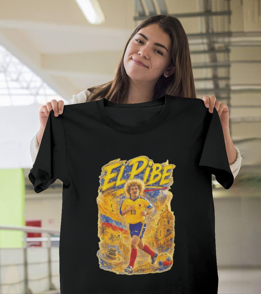 Carlos Valderrama El Pibe Colombia Football Legend Iconic Yellow Jersey T-Shirt