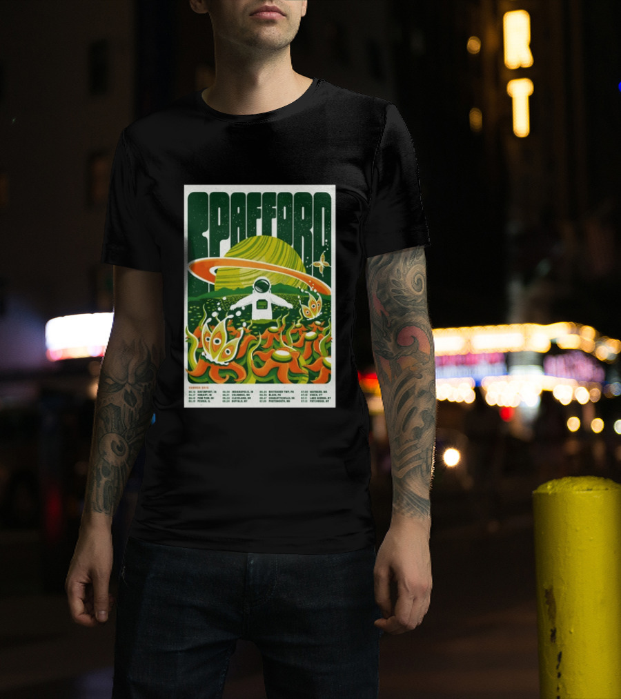 Spafford Summer Tour 26 Space Adventure Psychedelic Alien Astronaut Concert Dates And Locations T-Shirt