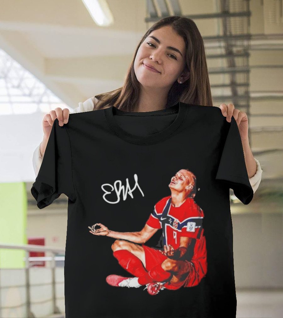 Erling Haaland Norway Football Meditation Pose Signature T-Shirt