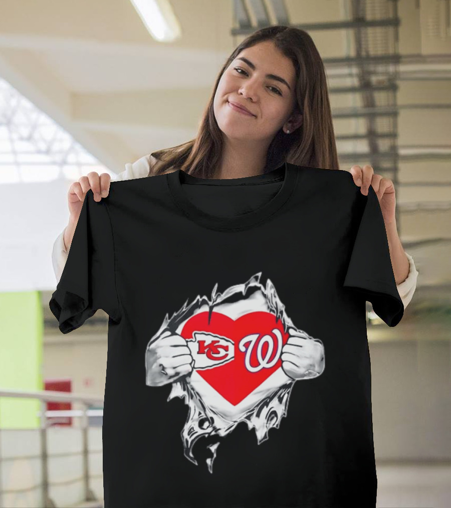 Sport KC Chiefs Washington Nationals Heart Reveal T-Shirt