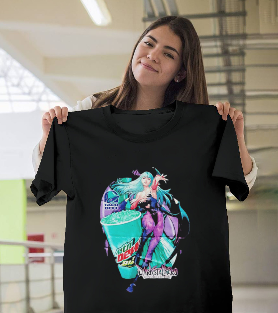 Morrigan Aensland Darkstalkers Taco Bell Mountain Dew Baja Blast Resurrection T-Shirt
