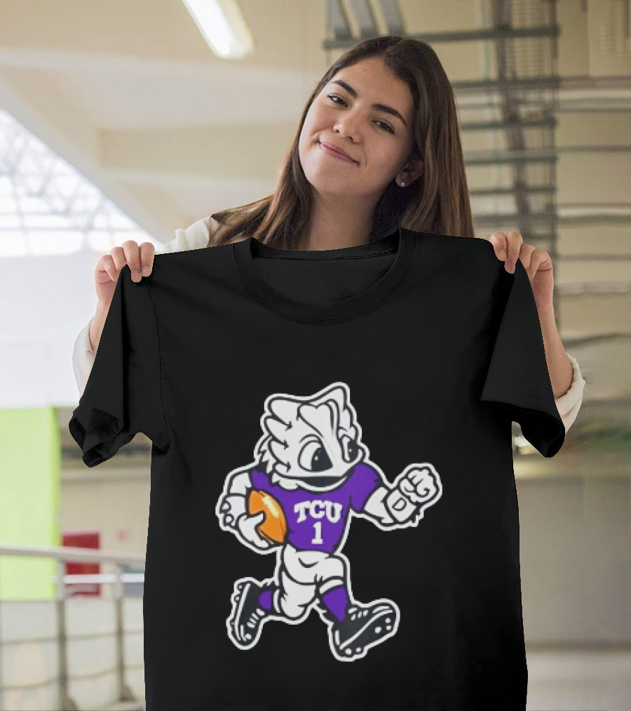 TCU Horned Frog Mascot Running Football TCU 1 Fan Gear T-Shirt