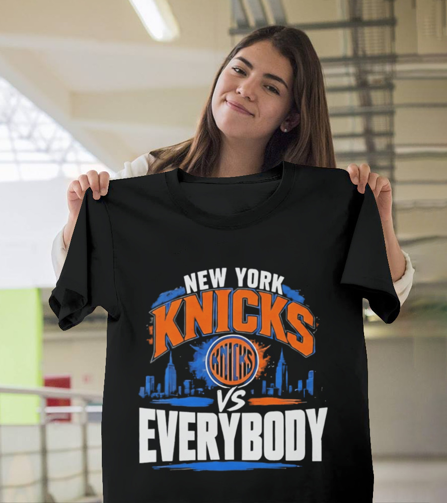New York Knicks Vs Everybody Skyline Urban Hoops T-Shirt