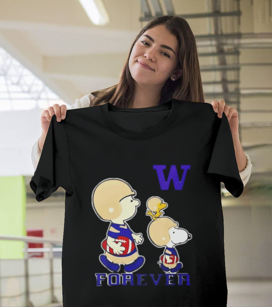 Peanuts Characters Football Players Washington Huskies W Forever T-Shirt