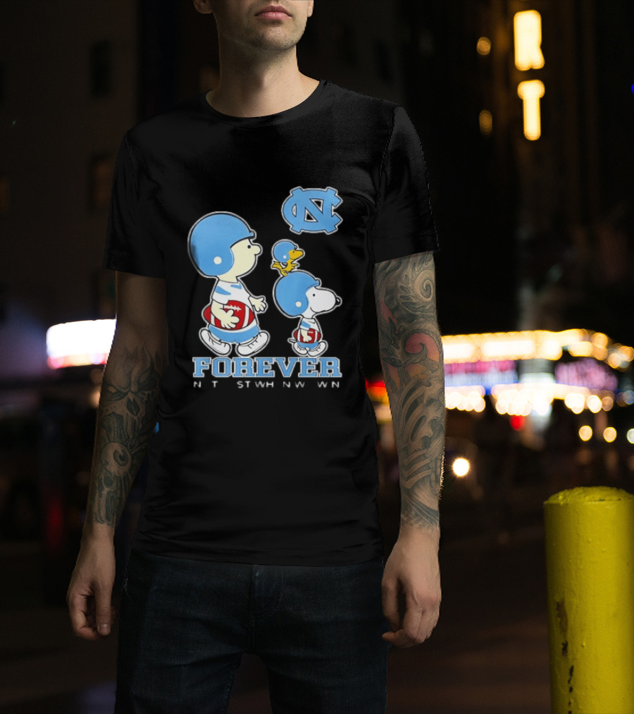 UNC Tar Heels Snoopy Charlie Brown Football Forever T-Shirt