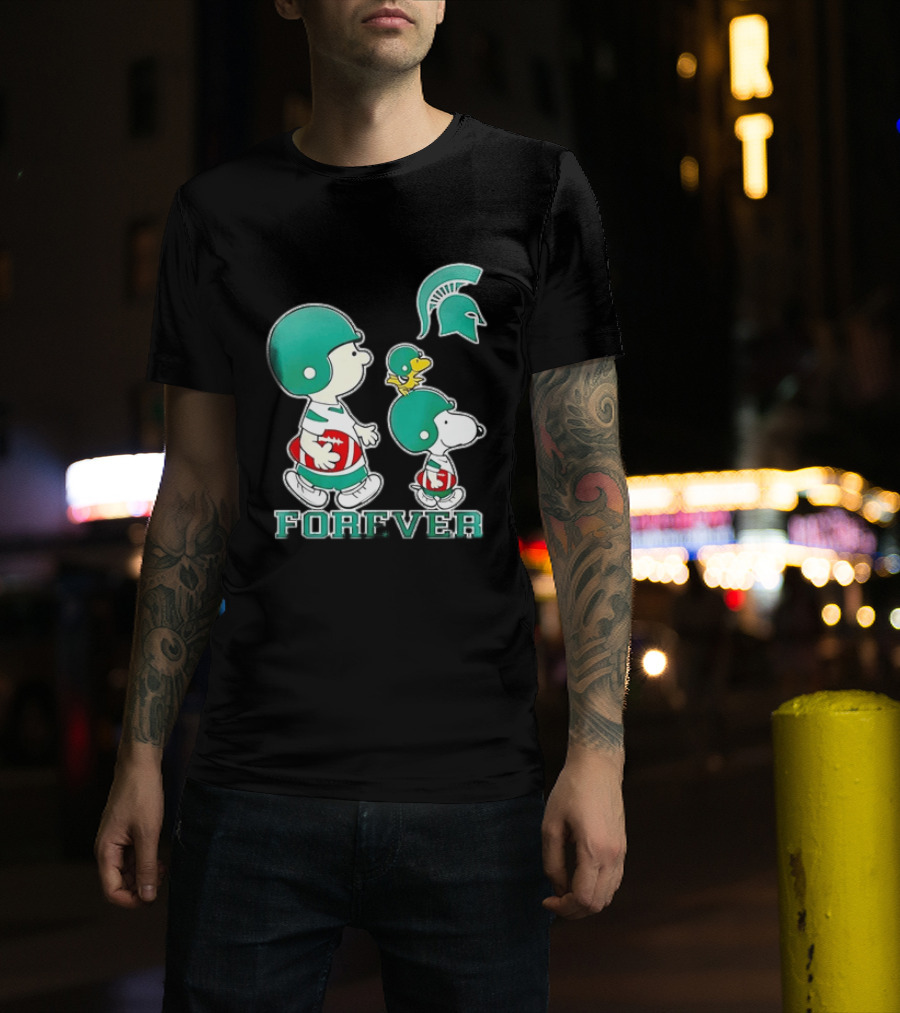 Peanuts Woodstock Charlie Brown Snoopy Michigan State Spartans Forever T-Shirt