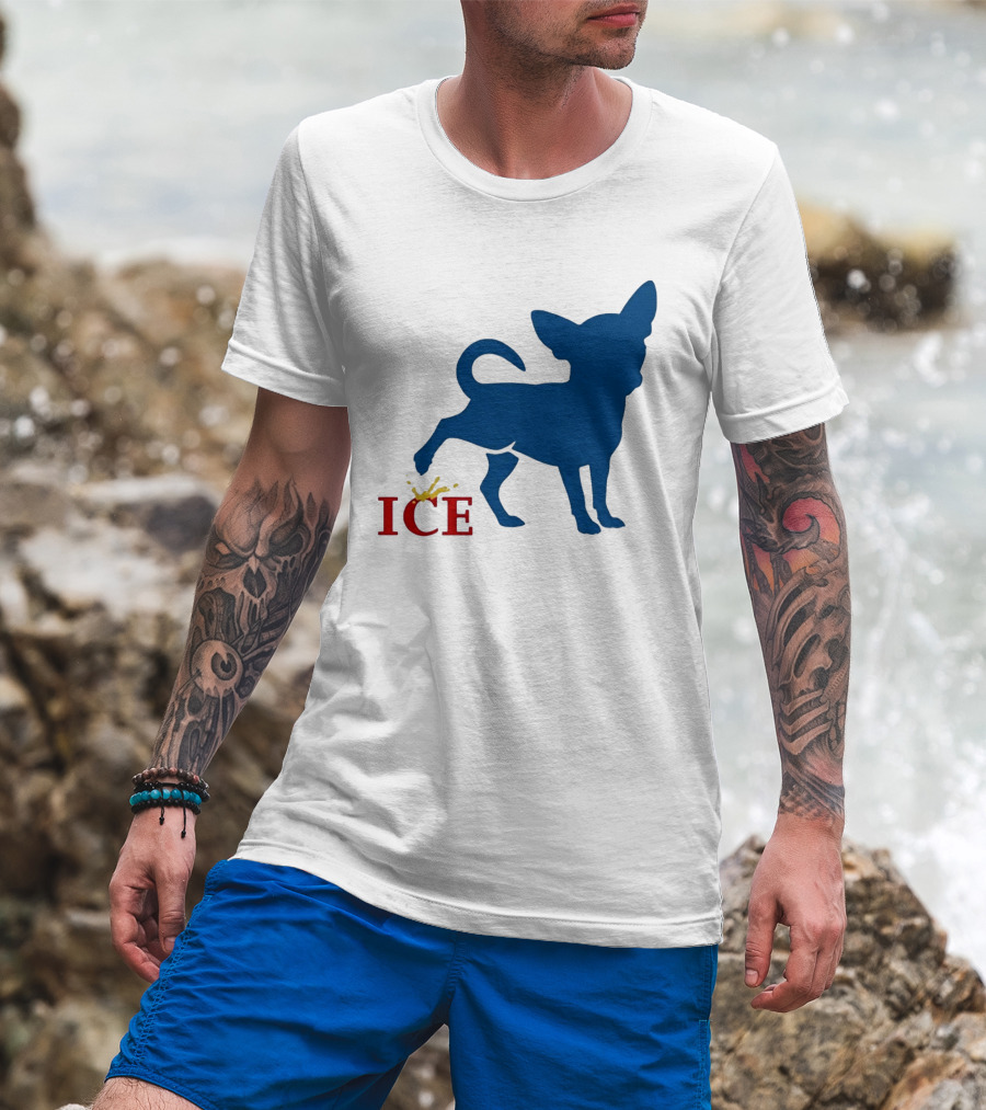 Chihuahua Urinating On ICE Text Representation T-Shirt