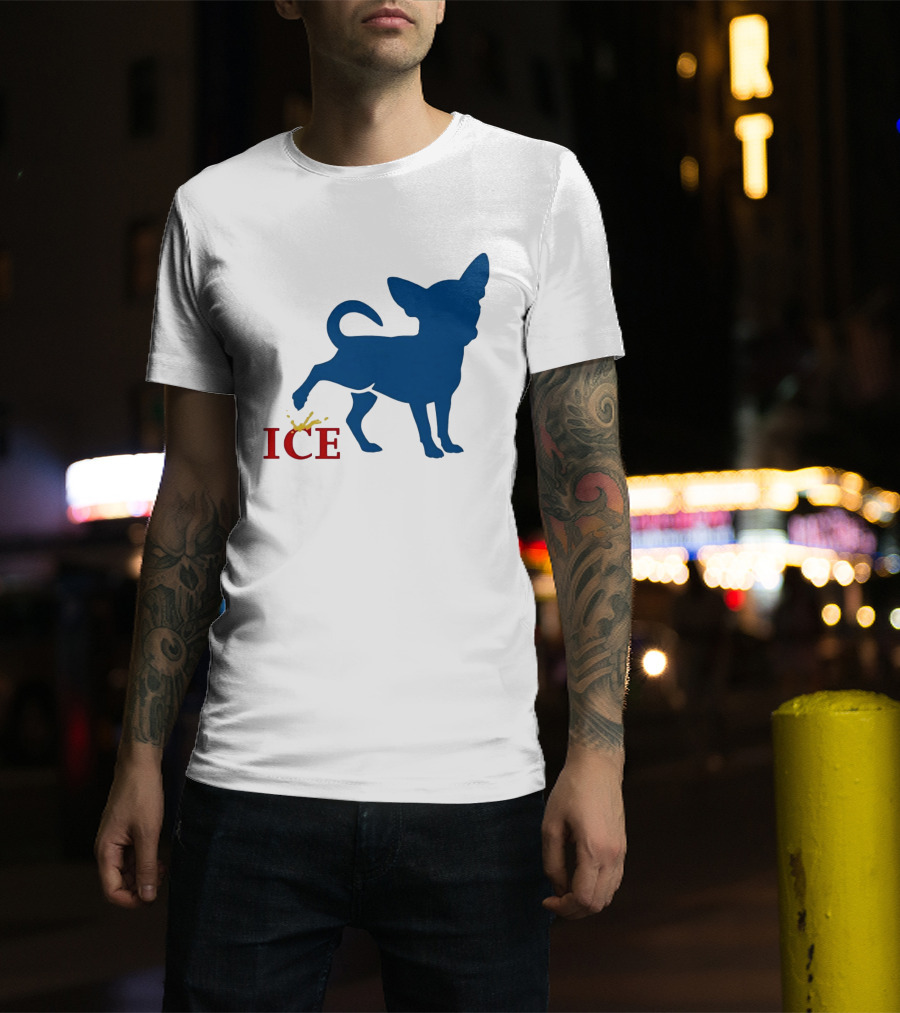 Chihuahua Urinating On ICE Text Representation T-Shirt