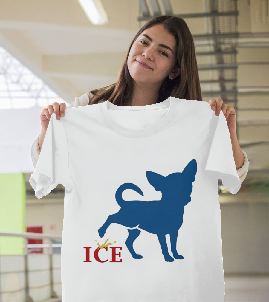 Chihuahua Urinating On ICE Text Representation T-Shirt