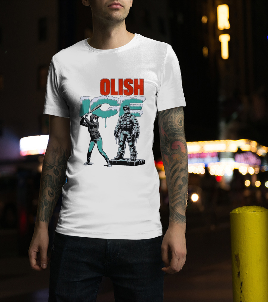 Krime Olish ICE Woman With Baseball Bat Smashing Statue T-Shirt